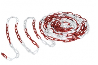 Obrázok pre Plastová reťaz červenobiely priemer 6 mm balenie 50 m bezpečnostné signálne výstražný