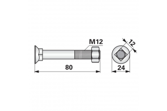 Obrázok pre Pluhový šroub s maticí M12 x 80 12.9 10ks na pluhy Vogel a Noot