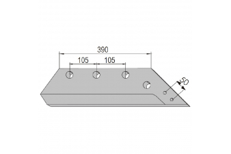 Obrázok pre Pluhové ostří levé zesílené pro dláto na pluh Unia XZ, LONG délka 390 mm AgropaGroup