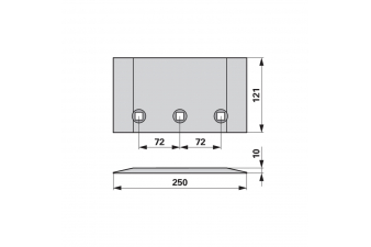 Obrázok pre Patka plazu oboustranná FRANK na pluh Lemken, Ostroj typ SC12 250 x 121 x 10 mm