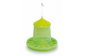 Obrázok pre Závěsné krmítko plastové Gaun pro křepelky, kuřata, drůbež 2 kg průhledné citrónově zelené
