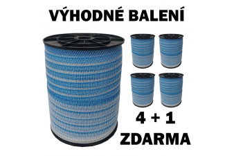 Obrázok pre Balení 4+1 ZDARMA - Ohradníková páska Standard line M+S 20 mm/200 m modro-bílá, 9 Ohm/m