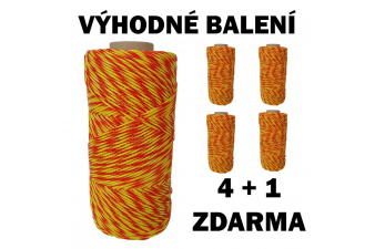 Obrázok pre Balení 4+1 ZDARMA - Ohradníkové lanko Economy line M+S 2 mm/250 m žluto-oranžové 15 Ohm/m