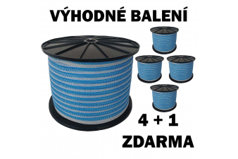 Obrázok pre Balení 4+1 ZDARMA - Ohradníková páska Standard line M+S 20 mm/500 m modro-bílá, 9 Ohm/m