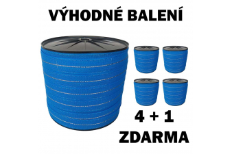 Obrázok pre Balení 4+1 ZDARMA - Ohradníková páska Premium line M+S 40 mm/200 m CikCak modrá 0,12 Ohm/m