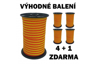 Obrázok pre Balení 4+1 ZDARMA - Ohradníková páska Economy line M+S 10 mm/200 m žluto-oranžová 11 Ohm/m