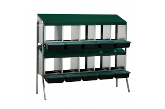 Obrázok pre Baterie kukaní pro slepice 10-místná GAUN s plastovým víkem 5 kukaní ve 2 patrech