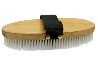 Obrázok pre Kartáč dřevěný, štětiny PVC mix, s poutkem na čištění koní a dobytka