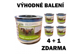 Obrázok pre Balení 4+1 ZDARMA - Modro-bílá ohradníková páska Standard line M+S 20mm/200m odpor 9 Ohm/m