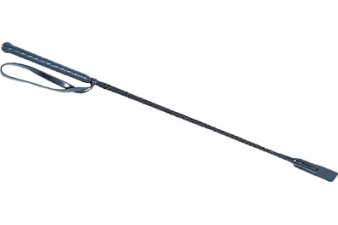 Obrázok pre Jazdecký skokový bičík oplietané s koženou čiapka 65 cm čierny