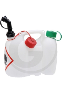 Obrázok pre Dvojitý kombinovaný kanister biely na 3 litre benzínu a 1 l oleja pre drevorubača