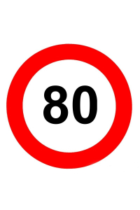 Obrázok pre Samolepka omezení rychlosti 80 km/h konstrukční rychlost průměr 200 mm