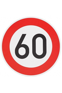 Obrázok pre Samolepka omezení rychlosti 60 km/h konstrukční rychlost průměr 200 mm