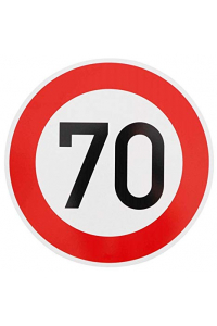Obrázok pre Samolepka omezení rychlosti 70 km/h konstrukční rychlost průměr 200 mm