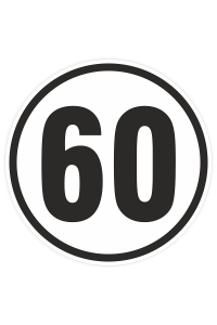 Obrázok pre Samolepka omezení rychlosti 60 km/h průměr 200 mm bílá černé písmo