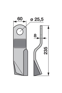 Obrázok pre Mulčovací Y nůž na podsekávač ohradníku Olivia X Agrimaster 60 x 8 x 235 mm