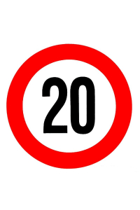 Obrázok pre Samolepka omezení rychlosti 20 km/h konstrukční rychlost průměr 200 mm