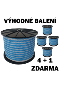 Obrázok pre Balení 4+1 ZDARMA - Ohradníková páska Standard line M+S 20 mm/500 m modro-bílá, 9 Ohm/m