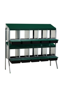 Obrázok pre Baterie kukaní pro slepice 10-místná GAUN s plastovým víkem 5 kukaní ve 2 patrech