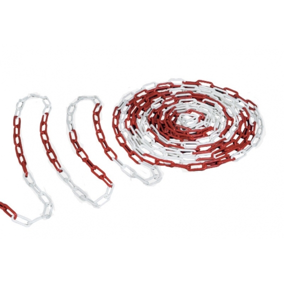 Obrázok pre Plastová reťaz červenobiely priemer 6 mm balenie 5 m bezpečnostné signálnych výstražný