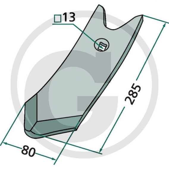 Obrázok pre Hrot potiahnutý dláto 285 x 80 x 14 mm pre ťažké kultivátory Köckerling Topmix