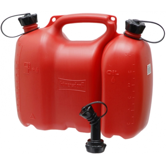 Obrázok pre Kombinovaný dvojitý kanister Profi červený na 6 l paliva a 3 l reťazového oleja