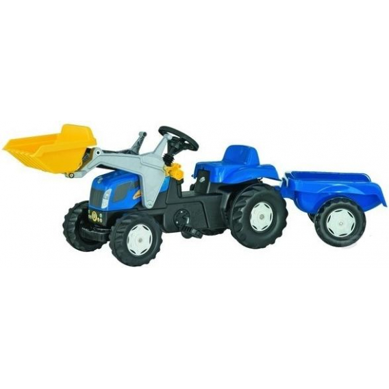 Obrázok pre Rolly Toys - šlapací traktor New Holland TVT 190 s přívěsem a čelním nakladačem Rolly Kid