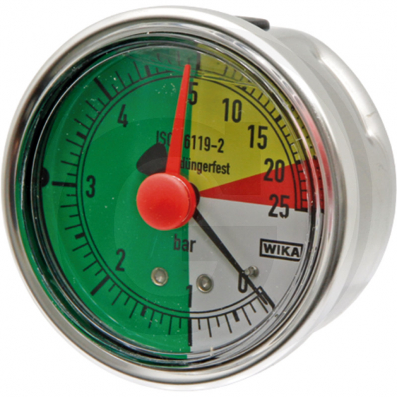 Obrázok pre Glycerinový tlakoměr, manometr Wika přípoj 1/4" zadní průměr 63 mm pro postřikovače 0-5-25