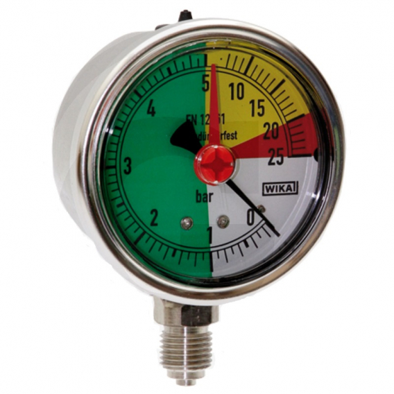 Obrázok pre Glycerinový tlakoměr, manometr Wika přípoj 1/4" spodní průměr 63 mm pro postřikovače 0-25