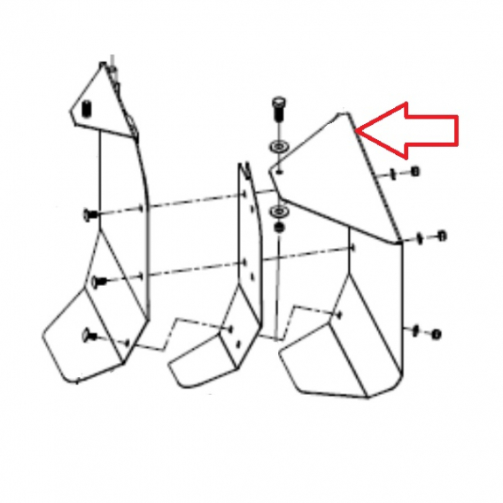 Obrázok pre Prodloužený shazovací plech pravý pro řádek 1,5 m na diskové žací stroje Rozmital SC-301C