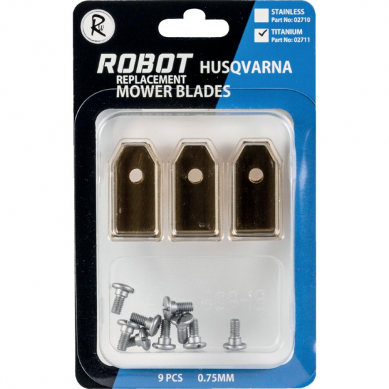 Obrázok pre Sada 9 ks titanové nože Longlife 35 mm pro robotické sekačky Gardena, Husqvarna se šroubky