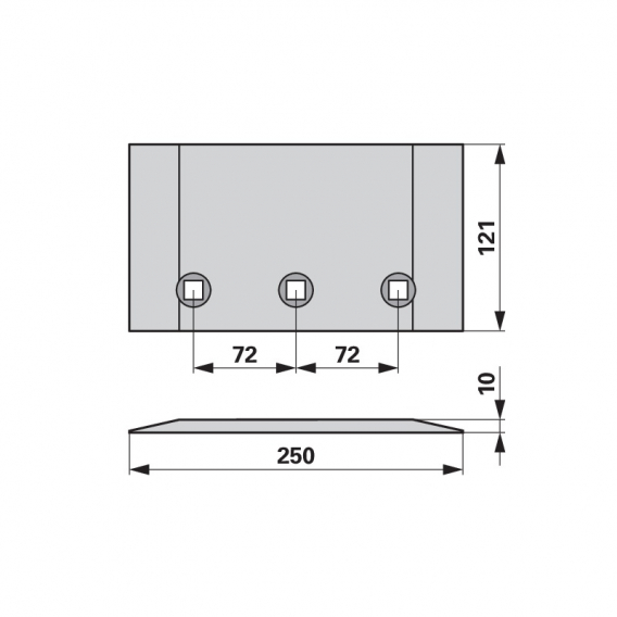 Obrázok pre Patka plazu oboustranná FRANK na pluh Lemken, Ostroj typ SC12 250 x 121 x 10 mm