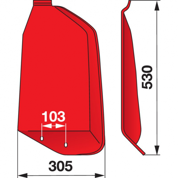 Obrázok pre Skluznice, splaz pravý FRANK na diskové sekačky Pötinger Novacat 305 x 530 mm