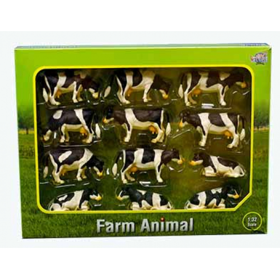 Obrázok pre Kids Globe - krávy černobílé 12 ks v různých polohách v měřítku 1 : 32