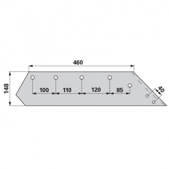 Obrázok pre Pluhové ostří pro dláto pravé FRANK na pluh Kverneland, Pöttinger 18" 460 x 148 x 11 mm
