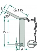 Obrázok pre Kolík kat. 2 tretieho bodu s reťazou a závlačkou priemer 25 mm dĺžka C = 123 mm D = 138 mm